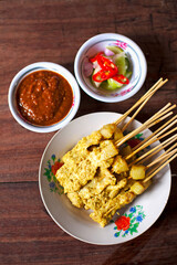 Pork satay, Grilled pork served with peanut sauce or sweet and sour sauce, Thai food, - Asian food style