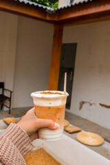 Dalgona Coffee at home korea style,Korean coffee in seoul korea.