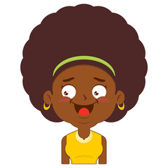 afro woman surprised face cartoon cute