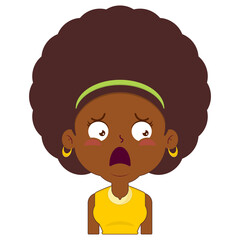 afro woman surprised face cartoon cute