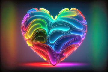 Neon heart, AI generated.