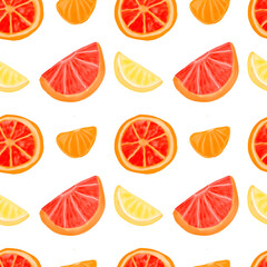 Watercolor citrus seamless pattern. Summer fresh watercolor pattern with citrus. Grapefruit lemon Digital paper hand drawn illustration