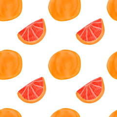 Watercolor citrus seamless pattern. Grapefruit watercolor Summer fresh watercolor pattern with citrus. Digital paper hand drawn illustration
