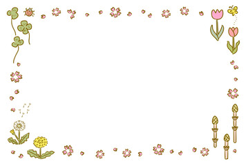 春の植物フレーム　カラー
