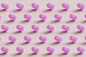 Human brains Anatomical Model Pattern on pink background. 3d rendering