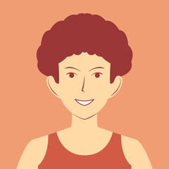Portrait of young man with afro hair in flat design and soft colors. Confident avatar