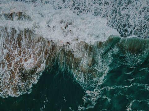 Aerial view to ocean waves