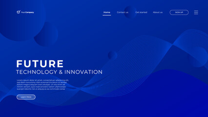 Gradient abstract landing page with dark and colorful space wave background