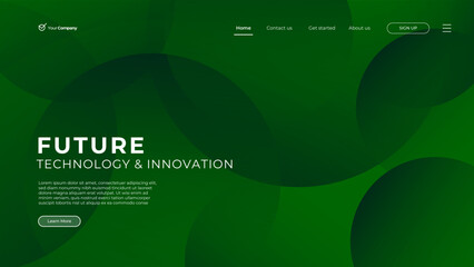 Naklejka premium Gradient abstract landing page with dark green and colorful space wave background