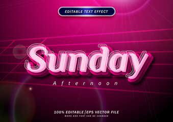 Sunday afternoon neon text style effect. editable font and effect.