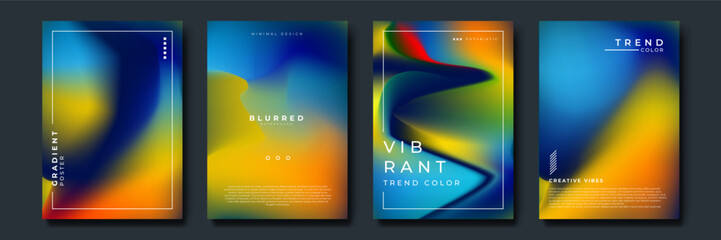 Set of abstract soft blurred gradients background graphic design template for brochure, banner, wallpaper, mobile screen, annual report.