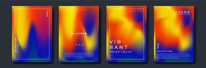 Set of abstract soft blurred gradients background graphic design template for brochure, banner, wallpaper, mobile screen, annual report.