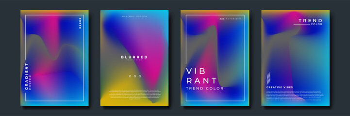 Set of abstract soft blurred gradients background graphic design template for brochure, banner, wallpaper, mobile screen, annual report.