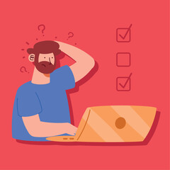 bearded man in online test