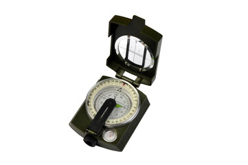 Portable compass for adventure or military green color transparent background
