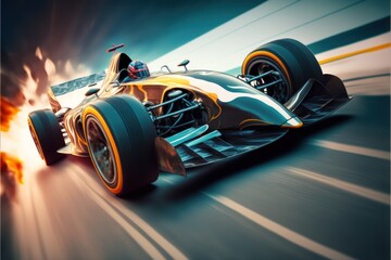 Futuristic Racing Car, Racing to the finish, concept art, digital illustration, Generative AI