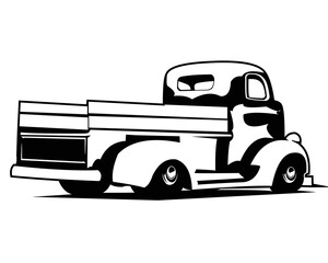 1940s coe chevy truck logo silhouette. premium vector design. isolated white background showing from behind. Best for badge, emblem, icon and trucking industry. available eps 10. - obrazy, fototapety, plakaty
