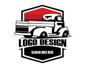 1940s coe chevy truck logo silhouette. premium vector design. isolated white background showing from behind. Best for badge, emblem, icon and trucking industry. available eps 10. - obrazy, fototapety, plakaty