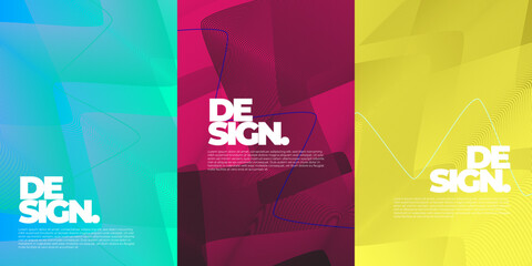 Modern elegant cover design set. Vibrant fashionable background with abstract digital pattern in black, gold, blue color. Elite premium vector template for menu, brochure, flyer layout