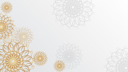 Luxurious white arabesque background with gold mandala style art vector