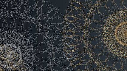 Luxurious black arabesque background with gold mandala style art vector