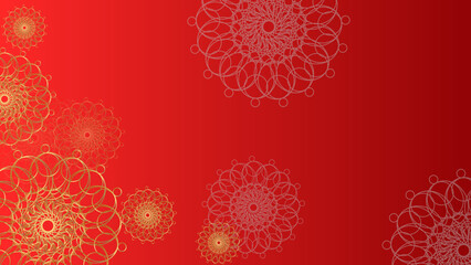 Luxurious red arabesque background with gold mandala style art vector
