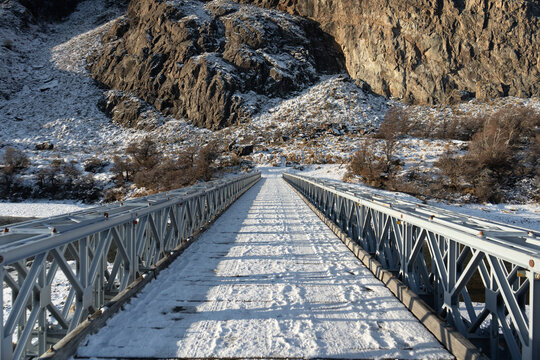 Snowy Mountain And Bridge