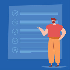 bearded man with test template