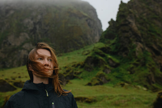 Portrait of Ginger Woman Enjoying The View in Iceland