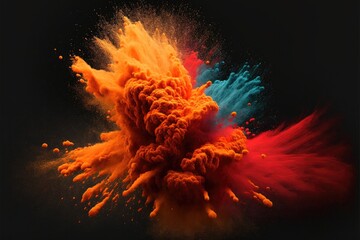 teal, orange and red color burst, generative ai 
