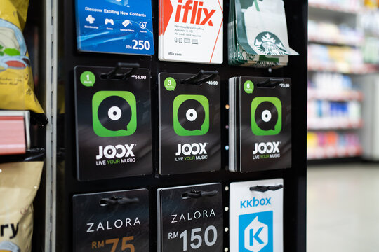 PENANG, MALAYSIA - MAY 21, 2020: Joox card selling in convenient store.