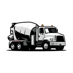 concrete mixer truck  construction vehicle illustration logo vector