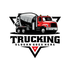 concrete mixer truck  construction vehicle illustration logo vector © winana