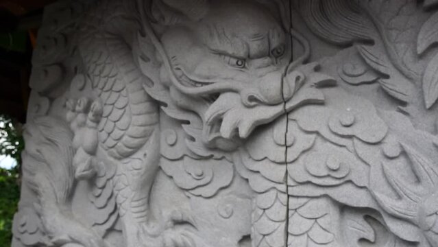 Dragon relief at a hidden Buddhist stupa