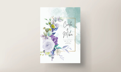 elegant floral wedding invitation card with watercolor