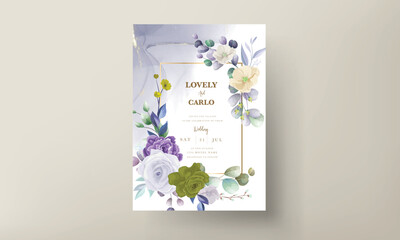 elegant floral wedding invitation card with watercolor