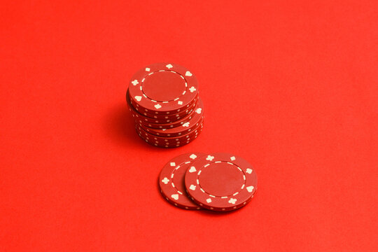 red poker chips stacked