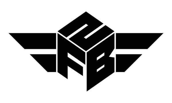 ZFB three letter gaming logo in polygon cube shape logo design vector template. wordmark logo | emblem logo | monogram logo | initial letter logo | sports logo | minimalist logo | typography logo |