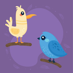 yellow and blue birds