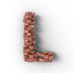 3D render of alphabet text made of chocolate isolated on transparent background