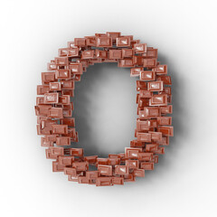 3D render of alphabet text made of chocolate isolated on transparent background