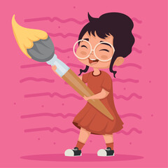 genius girl with paint brush