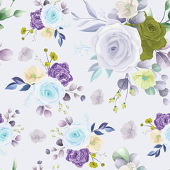 Fototapeta premium beautiful hand drawn roses floral seamless pattern