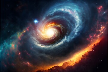 Spiral galaxy - highly detailed space galaxy desktop background - Ai Generative illustration