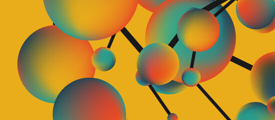 Line points connections geometric landing page background. Fluid circles and spheres with liquid gradients. Vector Illustration For Wallpaper, Banner, Background, Card, Book Illustration, landing page