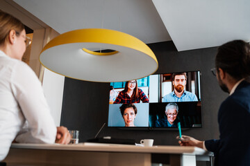 People Having Video Call Business Meeting