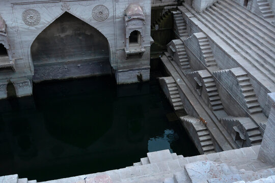 Toorji's Step Well, Toorji ki Jhalara, Toorj ki jhalra, was built in 1740s.Hand carved step well bulit to provide water to the local people in the desert. Ancient architecture Jodhpur,Rajasthan,India.