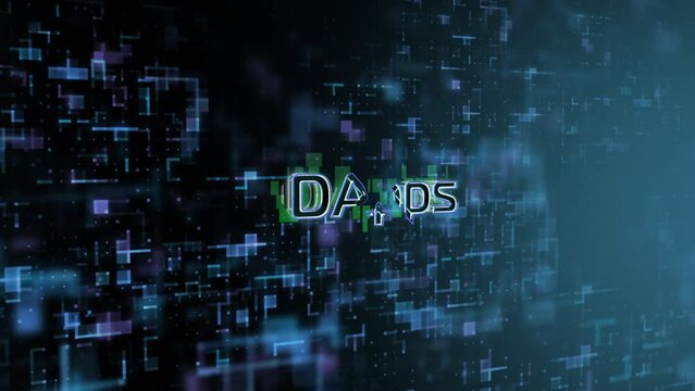 DApps Concept Text Reveal Animation with Digital Abstract Technology Background 3D Rendering for Blockchain, Metaverse, Cryptocurrency