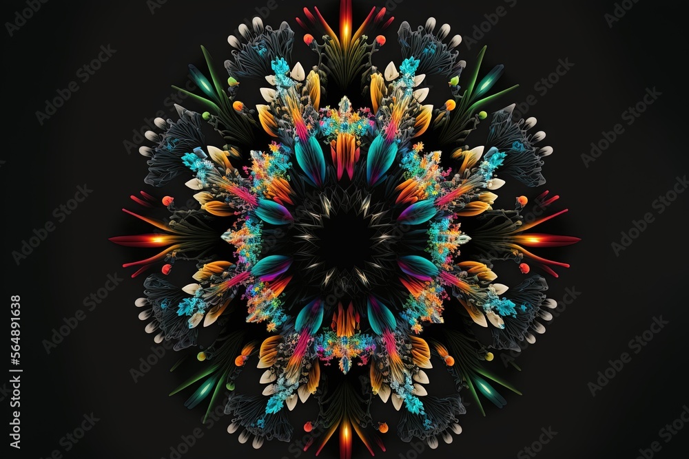 Aufkleber a colorful flower with many colors on it's petals and petals are arranged in a circular pattern on a
