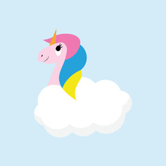 Unicorn on cloud vector image